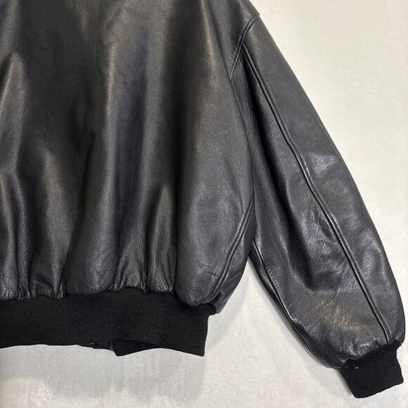 US Wings Men’s Black Leather Bomber Flight Jacket Size XXL - Picture 11 of 16